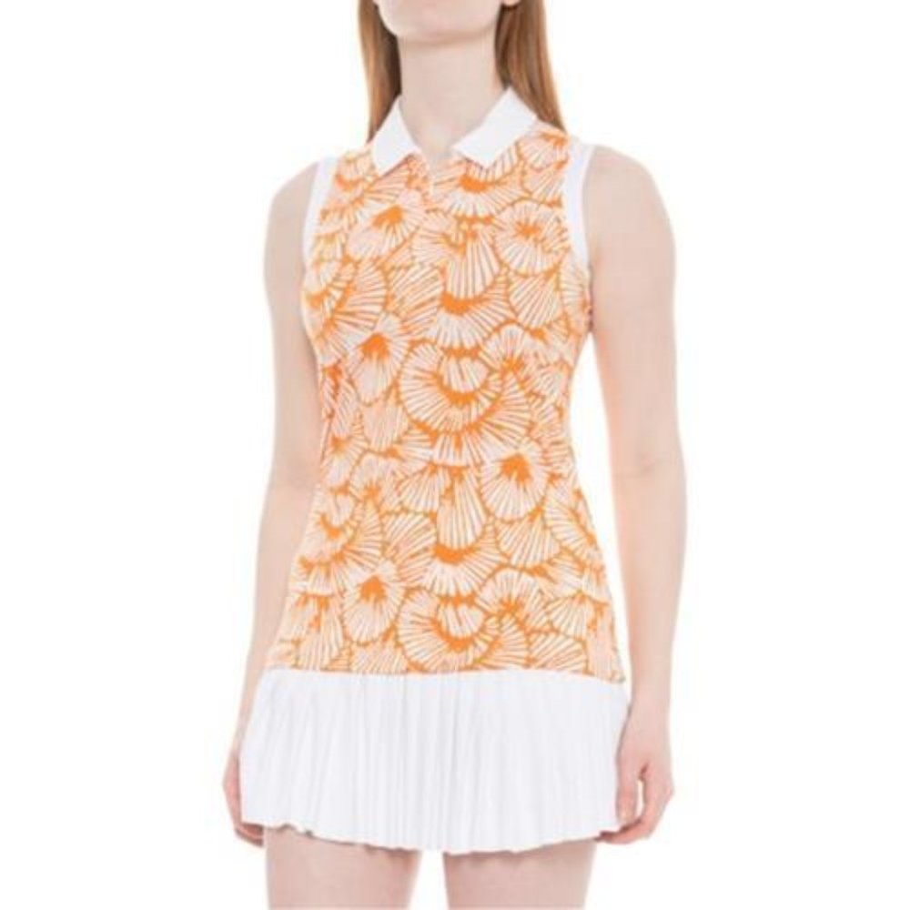 Tommy Bahama Golf NWT Women's Orange/White AUBREY Stamped Shell Polo, Size Large
